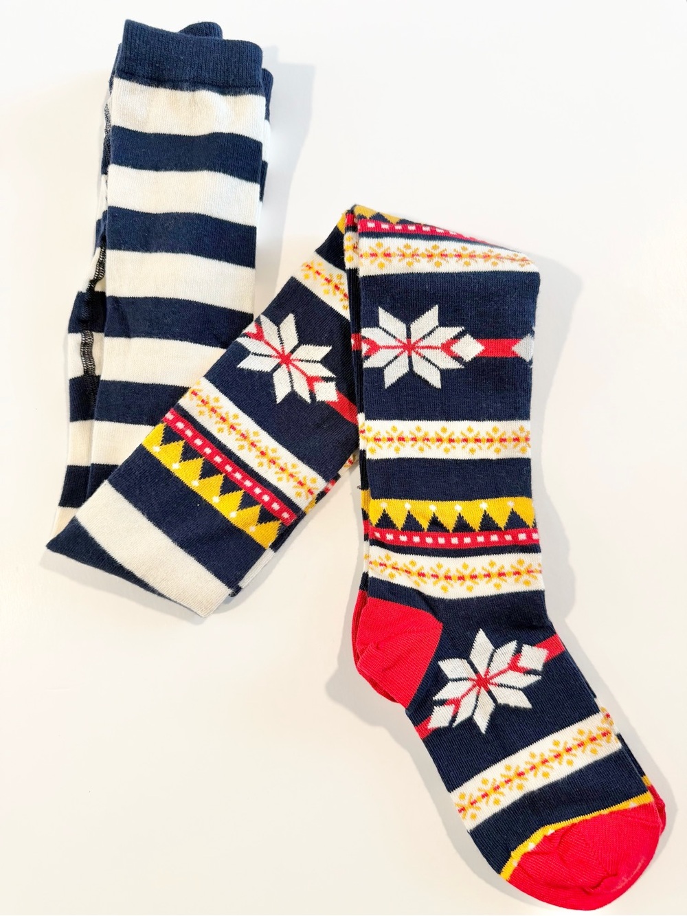 Hanna Andersson Winter Snowflake Tights 130/140 US 8/10 Girls Christmas Holiday